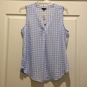 Ann Taylor Sleeveless Top Blue Gingham S NWT